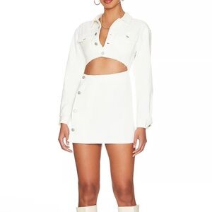 Superdown White Denim Mini Dress XS Jean Cutout Western Cowgirl